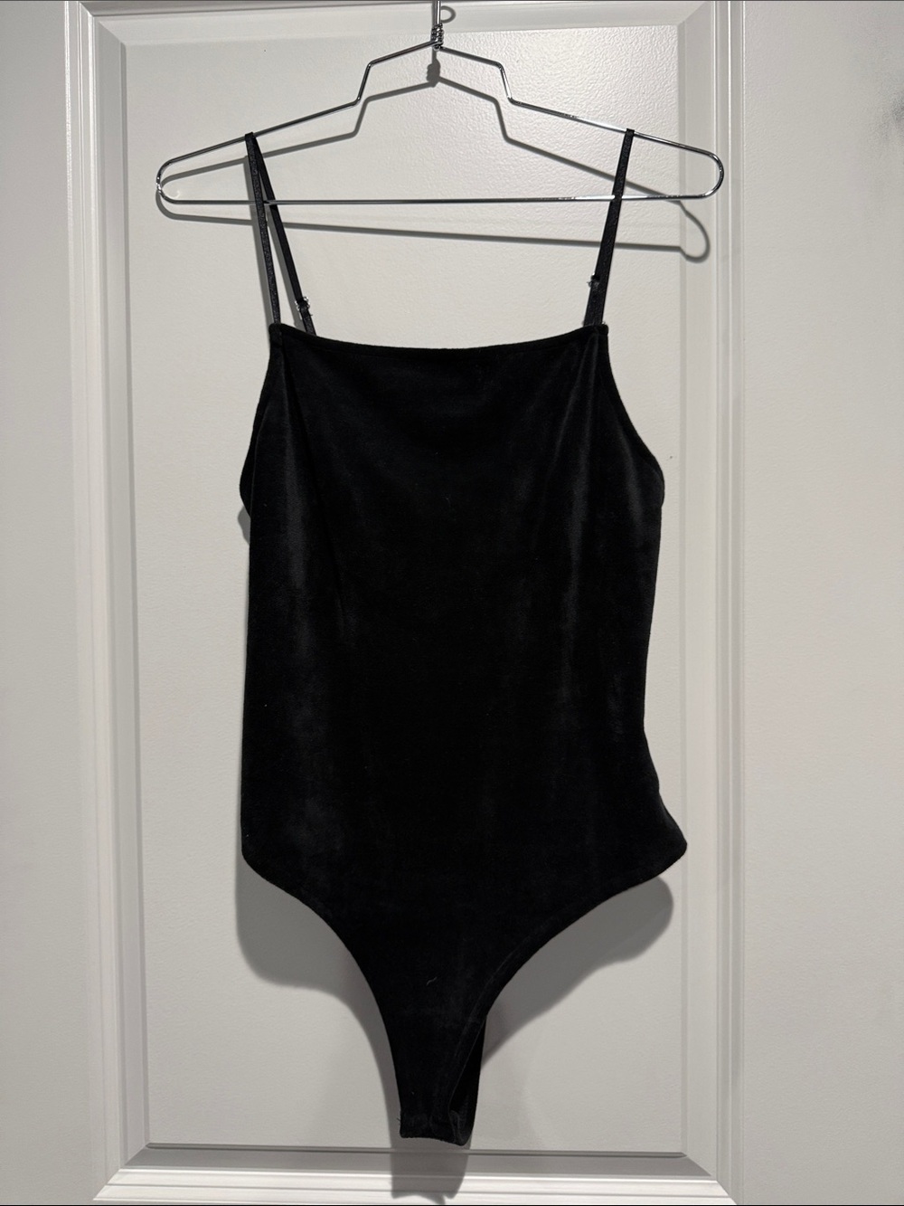 Forget 21 Black Velvet Bodysuit with Thin Straps